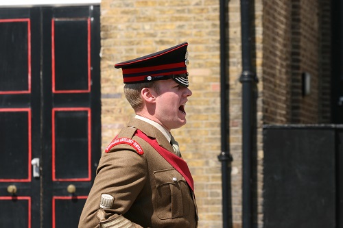 Troops with aerial vehicle